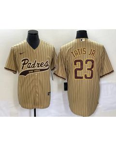 Men's San Diego Padres #23 Fernando Tatis Jr. Tan Cool Base Stitched Baseball Jersey