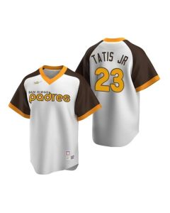 Men's San Diego Padres #23 Fernando Tatis Jr. White Cooperstown Stitched Jersey