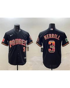 Men's San Diego Padres #3 Jackson Merrill Black Mexico Cool Base Stitched Baseball Jersey (Black)