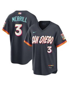 Men's San Diego Padres #3 Jackson Merrill Obsidian 2026 City Connect Stadium Jersey