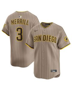 Men's San Diego Padres #3 Jackson Merrill Tan 2024 Alternate Limited Stitched Baseball Jersey (Tan)