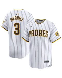 Men's San Diego Padres #3 Jackson Merrill White 2024 Home Limited Stitched Baseball Jersey (White)