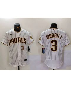 Men's San Diego Padres #3 Jackson Merrill White Flex Base Stitched Baseball Jersey