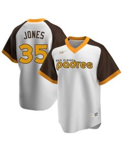 Men's San Diego Padres #35 Randy Jones White Cooperstown Stitched Baseball Jersey