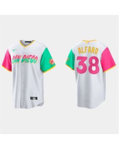 Men's San Diego Padres #38 Jorge Alfaro 2022 White City Connect Cool Base Stitched Jersey (White)