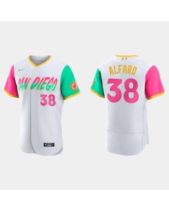 Men's San Diego Padres #38 Jorge Alfaro 2022 White City Connect Flex Base Stitched Baseball Jersey (White)