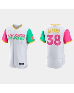Men's San Diego Padres #38 Jorge Alfaro 2022 White City Connect Flex Base Stitched Baseball Jersey
