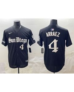 Men's San Diego Padres #4 Luis Arraez Black Gothic Edition Vapor Limited Stitched Baseball Jersey (Black)