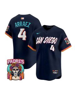 Men's San Diego Padres #4 Luis Arraez Navy 2026 City Connect Stitched Jersey-Button Up