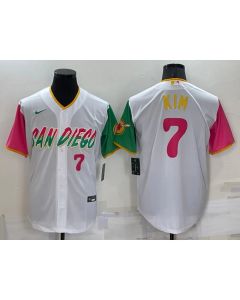 Men's San Diego Padres #7 Ha Seong Kim 2022 White City Connect Cool Base Stitched Jersey