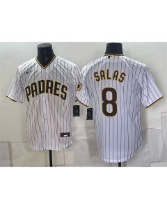 Men's San Diego Padres #8 Ethan Salas White Cool Base Stitched Baseball Jersey