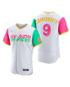 Men's San Diego Padres #9 Jake Cronenworth 2022 White City Connect Flex Base Stitched Baseball Jersey