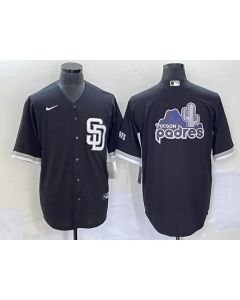 Men's San Diego Padres Black Team Big Logo Cool Base Stitched Baseball Jersey (Black)