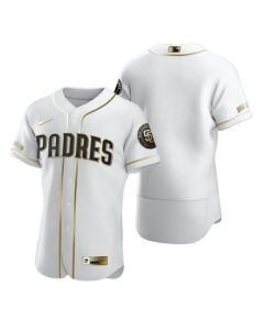 Men's San Diego Padres Blank 2020 White Golden Flex Base Stitched MLB Jersey