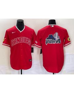 Men's San Diego Padres Red Team Big Logo Cool Base With Patch Stitched Baseball Jersey (Red)