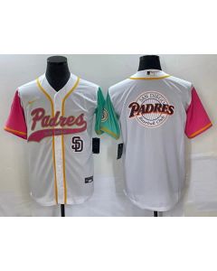 Men's San Diego Padres White Team Big Logo City Connect Cool Base With Patch Stitched Baseball Jersey (White)