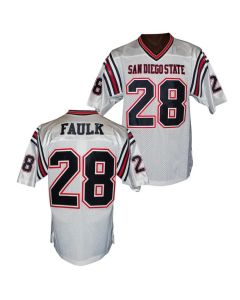 Men's San Diego State Aztecs #28 Marshall Faulk White College Football Throwback Stitched NCAA Jersey
