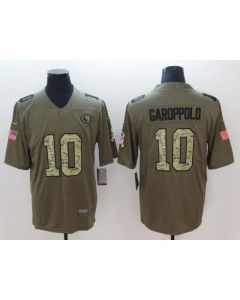 Men's San Francisco 49ers #10 Jimmy Garoppolo Green Camo Salute To Service Limited Stitched NFL Jersey