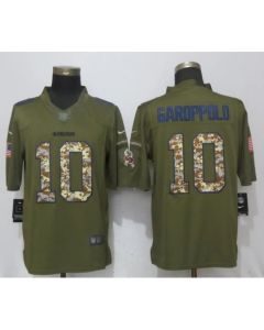 Men's San Francisco 49ers #10 Jimmy Garoppolo Green Salute To Service Limited Stitched NFL Jersey