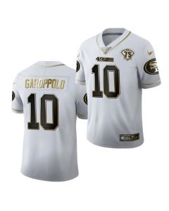Men's San Francisco 49ers #10 Jimmy Garoppolo White Gold 75th Anniversary Stitched Jersey