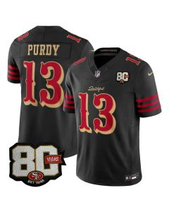 Men's San Francisco 49ers #13 Brock Purdy Black 80 Anniversary Rivalries Collection Vapor F.U.S.E. Limited Jersey (Black)