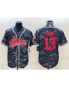 Men's San Francisco 49ers #13 Brock Purdy Grey Camo With Patch Cool Base Stitched Baseball Jersey