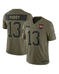 Men's San Francisco 49ers #13 Brock Purdy Olive 2025 Salute to Service Limited Jersey (Olive)