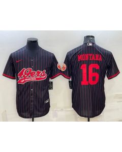 Men's San Francisco 49ers #16 Joe Montana Black Cool Base Stitched Baseball Jersey