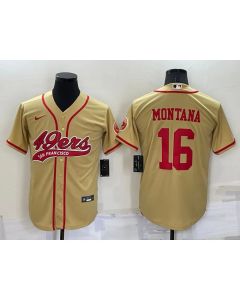 Men's San Francisco 49ers #16 Joe Montana Gold Cool Base Stitched Baseball Jersey