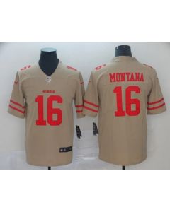 Men's San Francisco 49ers #16 Joe Montana Gold Inverted Legend Stitched NFL Jersey