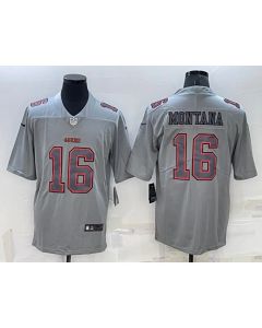 Men's San Francisco 49ers #16 Joe Montana Grey Atmosphere Fashion Stitched Jersey