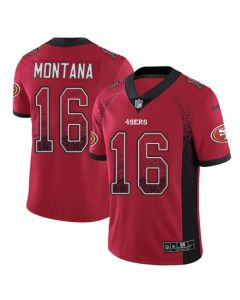 Men's San Francisco 49ers #16 Joe Montana Red Drift Fashion Color Rush Limited Stitched NFL Jersey