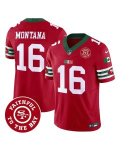 Men's San Francisco 49ers #16 Joe Montana Red Mexico Faithful To The Bay Patch Vapor F.U.S.E. Limited Jersey (Red)
