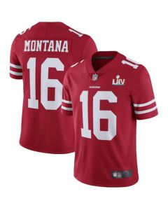 Men's San Francisco 49ers #16 Joe Montana Red Super Bowl LIV Vapor Untouchable Limited Stitched NFL Jersey