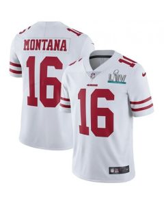 Men's San Francisco 49ers #16 Joe Montana White Super Bowl LIV Vapor Untouchable Limited Stitched NFL Jersey