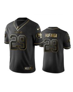 Men's San Francisco 49ers #29 Talanoa Hufanga Black Golden Edition Limited Stitched Jersey