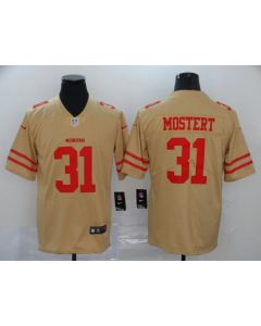 Men's San Francisco 49ers #31 Raheem Mostert Gold Inverted Legend Stitched NFL Jersey