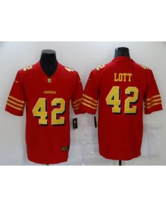Men's San Francisco 49ers #42 Ronnie Lott Red Gold Vapor Untouchable Limited Stitched Jersey