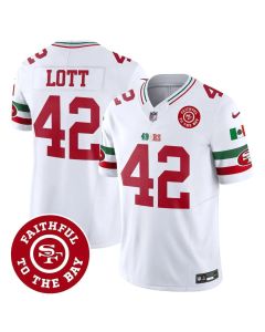 Men's San Francisco 49ers #42 Ronnie Lott White Mexico Faithful To The Bay Patch Vapor F.U.S.E. Limited Jersey (White)