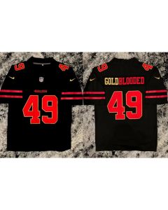 Men's San Francisco 49ers #49 GoldBlooded Black Stitched Jersey