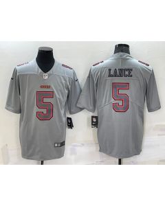Men's San Francisco 49ers #5 Trey Lance Grey Atmosphere Fashion Stitched Jersey