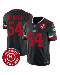 Men's San Francisco 49ers #54 Fred Warner Black Mexico Faithful To The Bay Patch Vapor F.U.S.E. Limited Jersey (Black)