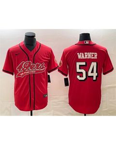 Men's San Francisco 49ers #54 Fred Warner New Red Cool Base Stitched Baseball Jersey