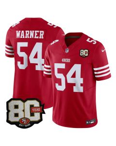 Men's San Francisco 49ers #54 Fred Warner Red 80 Anniversary Vapor F.U.S.E. Limited Jersey (Red)