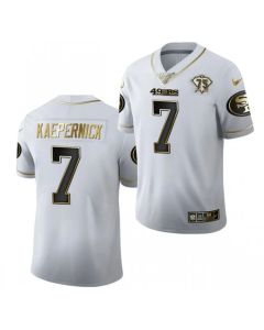 Men's San Francisco 49ers #7 Colin Kaepernick White Gold 75th Anniversary Stitched Jersey