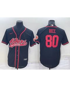 Men's San Francisco 49ers #80 Jerry Rice Black Cool Base Stitched Baseball Jersey