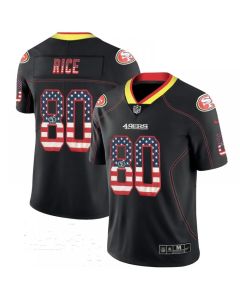 Men's San Francisco 49ers #80 Jerry Rice Black USA Flag Color Rush Limited Fashion Stitched NFL Jersey