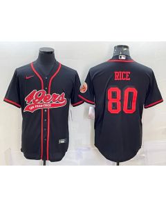 Men's San Francisco 49ers #80 Jerry Rice Black With Patch Cool Base Stitched Baseball Jersey
