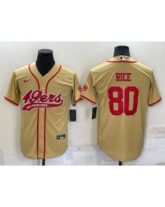 Men's San Francisco 49ers #80 Jerry Rice Gold Cool Base Stitched Baseball Jersey