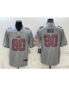 Men's San Francisco 49ers #80 Jerry Rice Grey With Patch Atmosphere Fashion Stitched Jersey
